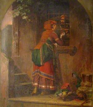 Lady Visiting a Man in a Cell