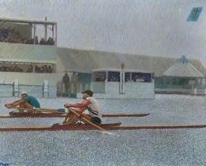 Jack Kelly Jr (USA) Losing to Eduardo Risso (Uruguay); Single Sculls Semi-Final, Olympic Games, Henley-on-Thames, Oxfordshire, 1948