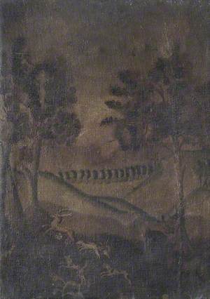 Hunting Scene with Stag and Hounds