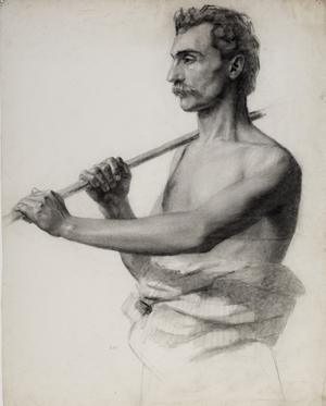 Half-Length Study of a Semi-Draped Male