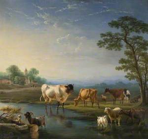 Pastoral Landscape with Cattle and Goats