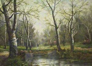 Woman Gathering Sticks in a Wood