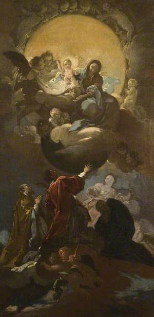 The Virgin and Child in Glory Appearing to St Stephen and Three Other Saints