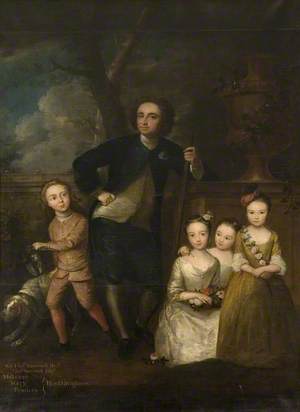 Sir Thomas Samwell (1687–1757), with His Four Children Thomas, Millicent, Mary and Frances