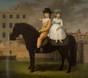 Wright Thomas Squire (d.1811), and His Sister Charlotte on a Black Pony