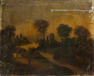 Landscape with Ruins and a Cottage by a River*