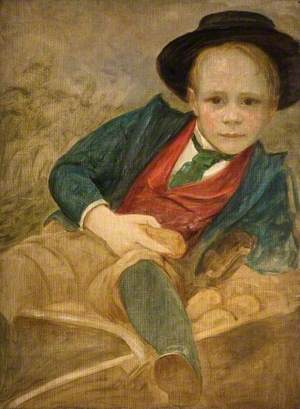 Study of a Boy Sitting on a Wheelbarrow