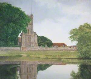 The Village Church and Pond, Falmer, Sussex