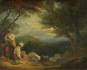 Landscape with Women, Sheep and Dog