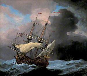 The English Ship 'Hampton Court' in a Gale