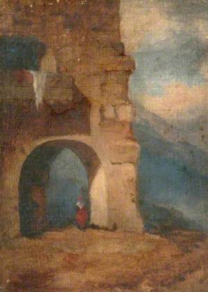 Italian Peasant in Stone Archway