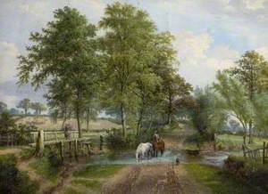 Rural Scene with Horses at a Stream