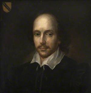 William Shakespeare (1564–1616), with the Arms of John Shakespeare