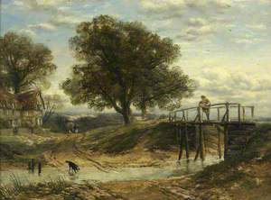 Landscape with Stream, Bridge and Cottage