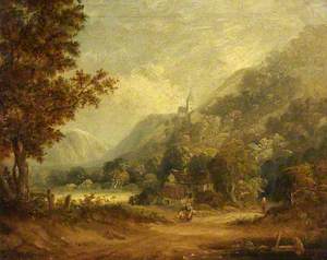 Mountain Scene with Church and Farm
