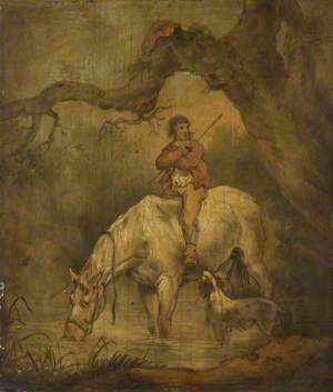 Boy Seated on a Drinking Horse