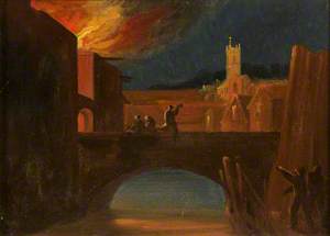 Bristol Riots: The Burning of Bridewell, with St Michael's Church (Bridewell Bridge)