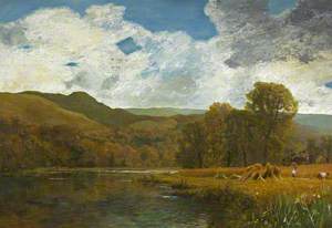 Welsh (?) River Landscape with Harvesters
