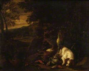Spaniel and Dead Game in a Landscape