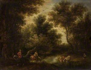 Wooded Landscape with Stream and Figures