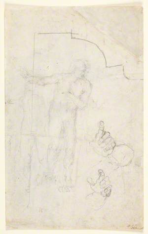 Two Studies of a Male Nude, Two Studies of a Left Hand, an Architectural Detail