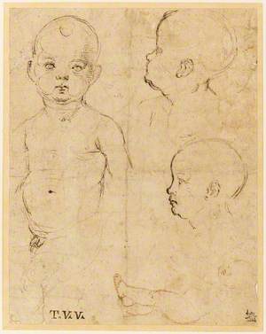 Two Profile Heads, Half-Length and Full-Length Studies of Children
