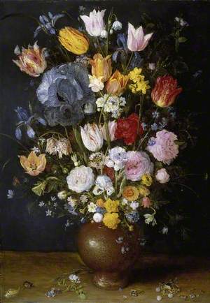 A Stoneware Vase of Flowers
