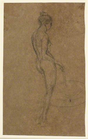Study of a Standing Female Nude, Facing Right, Holding a Parasol in Her Right Hand