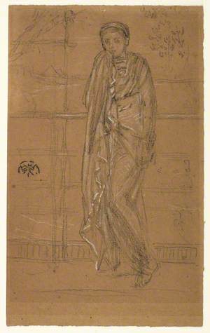 Study of a Standing, Draped Female figure, Hand at Chin