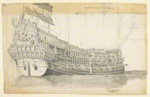 Study of a Dutch Ship, 'De Eendracht', Seen from Starboard Quarter