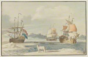 Dutch Whalers in the Arctic – Three Ships in Frozen Sea