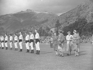 Judges and Wrestlers at Grasmere Sports 1953