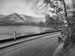 Woman and Car next to Grasmere Tarn