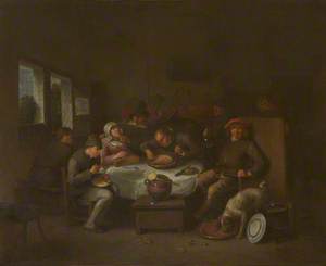 Dutch Interior with Figures at a Table