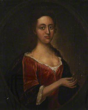 Portrait of a Lady Wearing a Red Dress