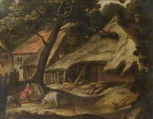 Dutch Farmyard Scene with the Prodigal Son as a Swineherd