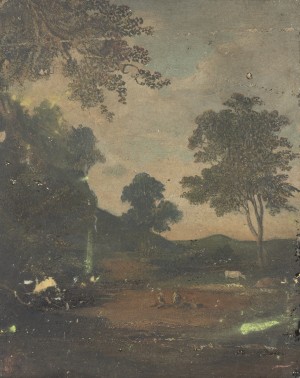 Cattle, Three Figures and a Dog