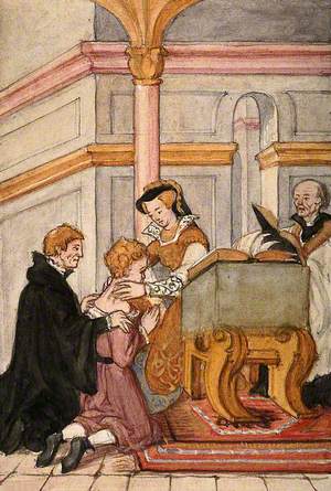 Queen Mary I Touching the Neck of a Boy for the King's Evil (Scrofula)