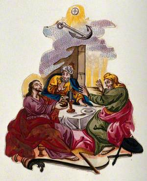 The Risen Christ Breaks Bread with Two Men at Emmaus