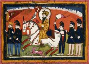 Page 53: Guru Gobind Singh on Horseback with His Falcon and Attendants