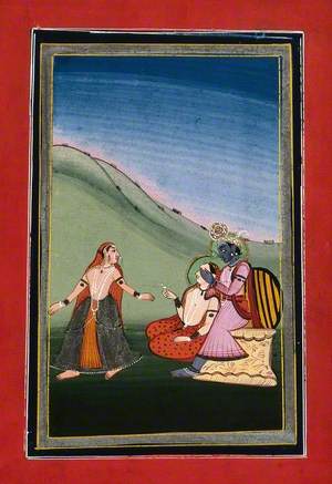 Krishna Playing Hide and Seek with Two Female Companions