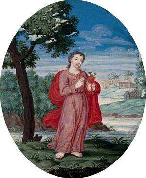Saint John the Evangelist Holding the Chalice and Standing in a Landscape