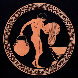 A Woman Preparing to Bathe