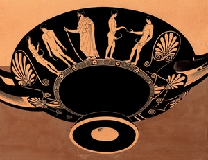 Bowl Decorated with Young Men Using Strigils