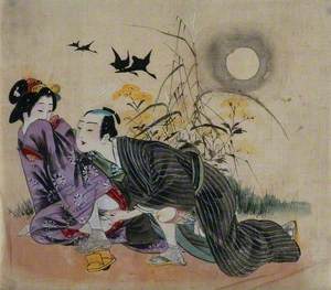 A Man Seducing a Woman beneath an Autumn Moon