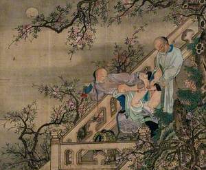 A Youth about to Penetrate a Compliant Boy on a Elegant Terrace by Moonlight