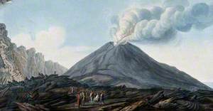 The Valley Atrio di Cavallo between Vesuvius and Somma, Showing Smoke Emerging from Vesuvius before Eruption