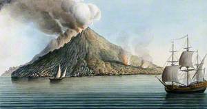 The Island of Stromboli, Smoke Erupting from Its Peak