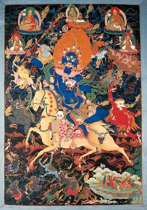 A Thangka with Palden Lhamo (Glorious Goddess)