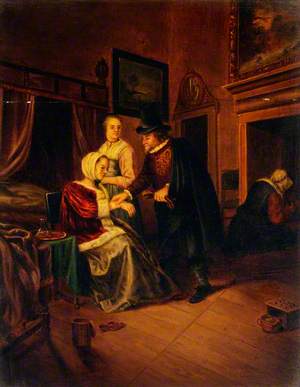 A Physician Taking a Young Woman's Pulse